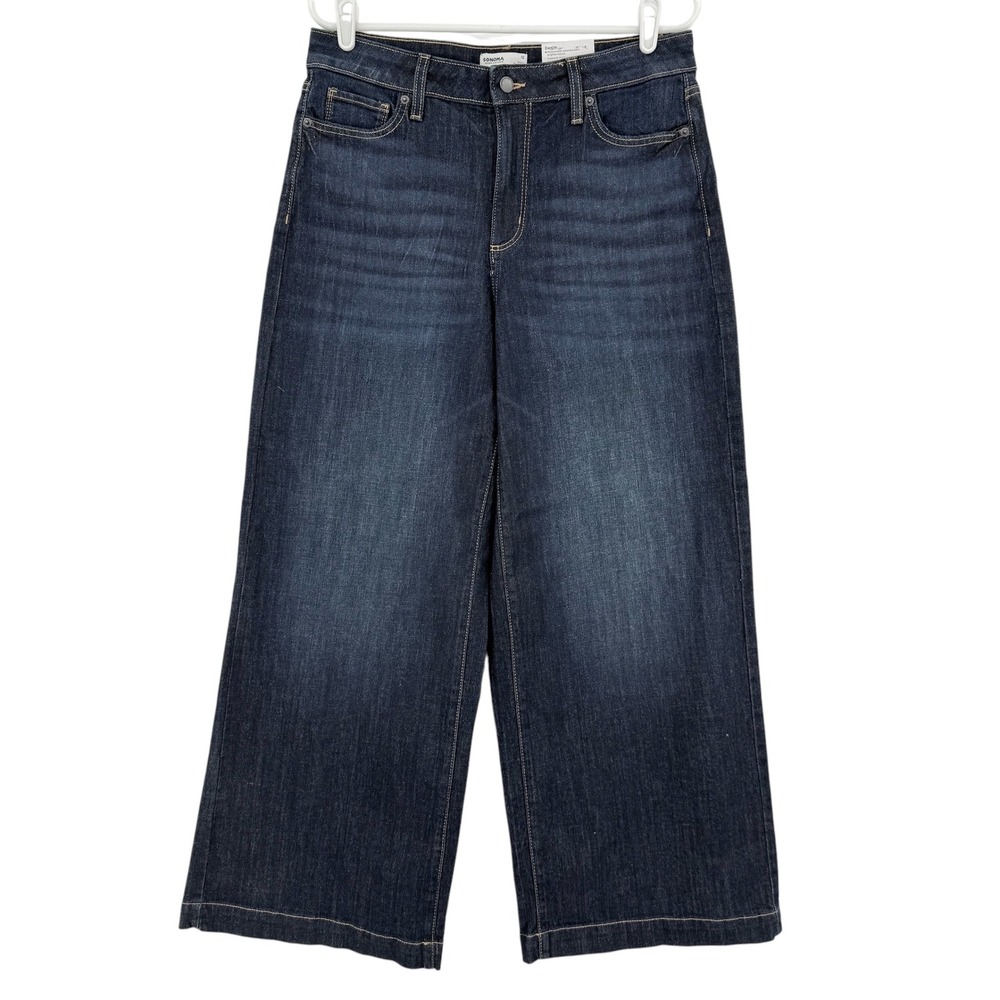 Sonoma Goods For Life Women's Stretch High Rise Wide Leg Denim Jeans Size 12 NWT